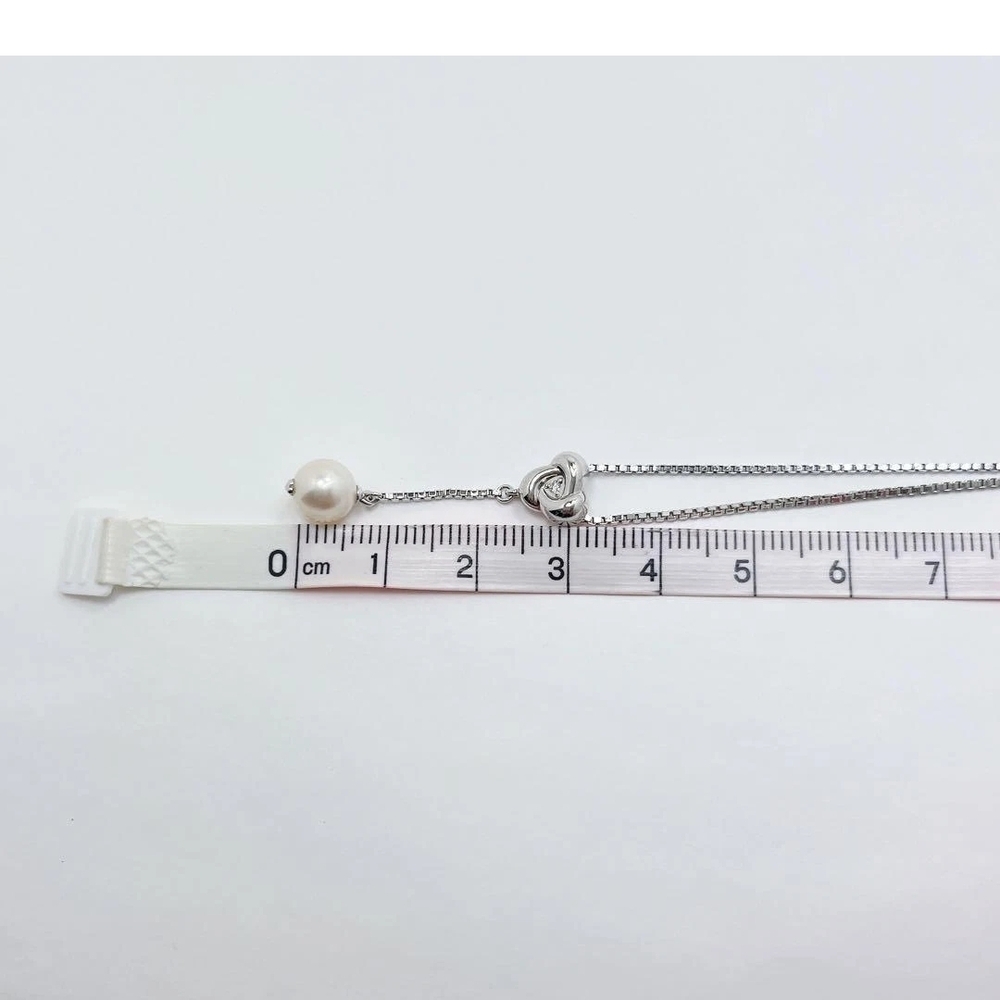 Tasaki Noevir Akoya Pearl & Diamond
Lariat Pendant Necklace*Silver *15-16"
Chain - Picture 10 of 11